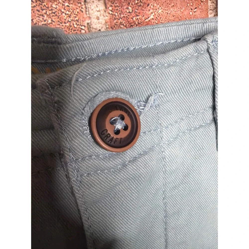 True Craft Boys Chino Shorts Size 14 Light Blue Grey Flat Front Cotton Twill